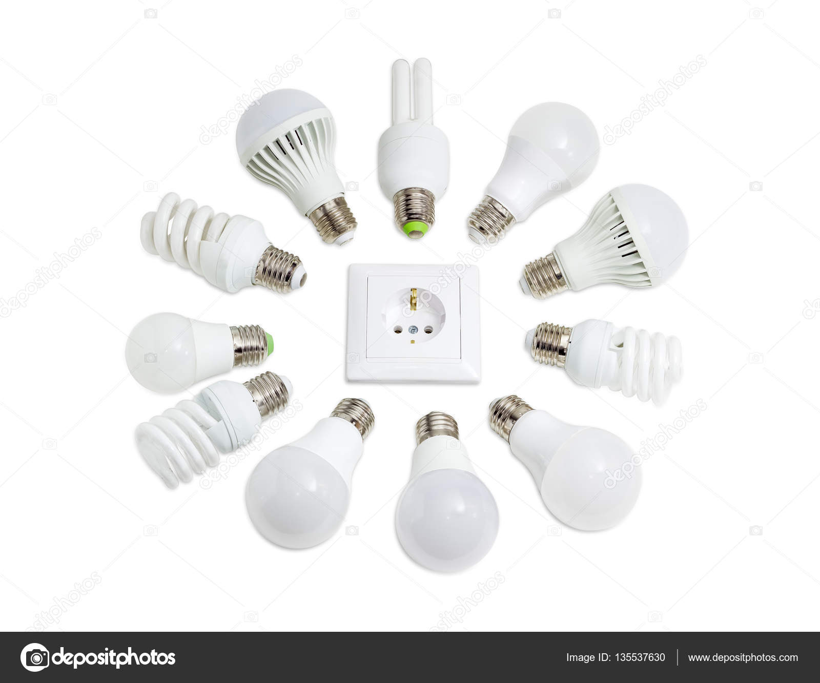 Lámparas LED y lámparas fluorescentes compactas alrededor ...