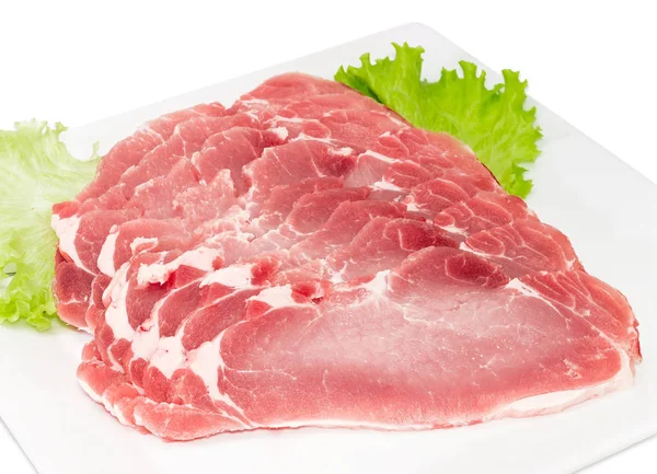 レタスのクローズ アップと冷製豚ロース肉をスライス — ストック写真