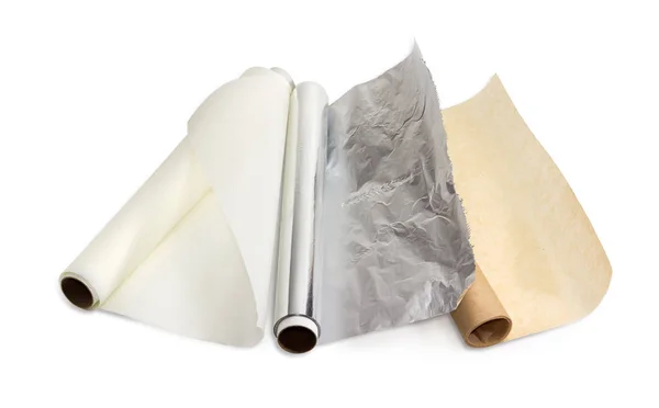 Parchment paper and aluminum foil for household use — Stock Photo, Image