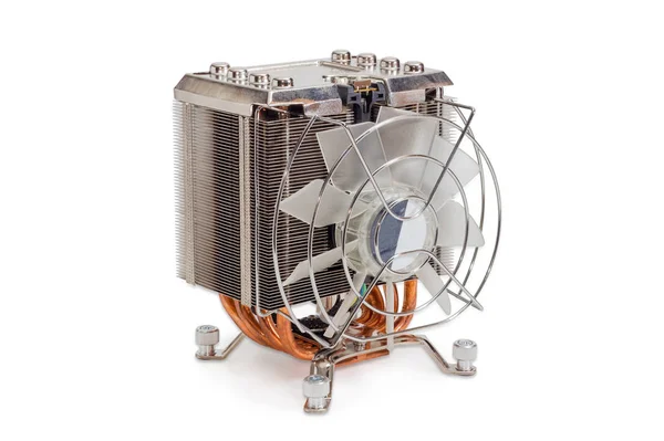 Refrigerador de CPU ativo com ventilador e tubos de calor — Fotografia de Stock