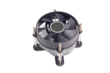 Active CPU cooler with fan on a light background clipart
