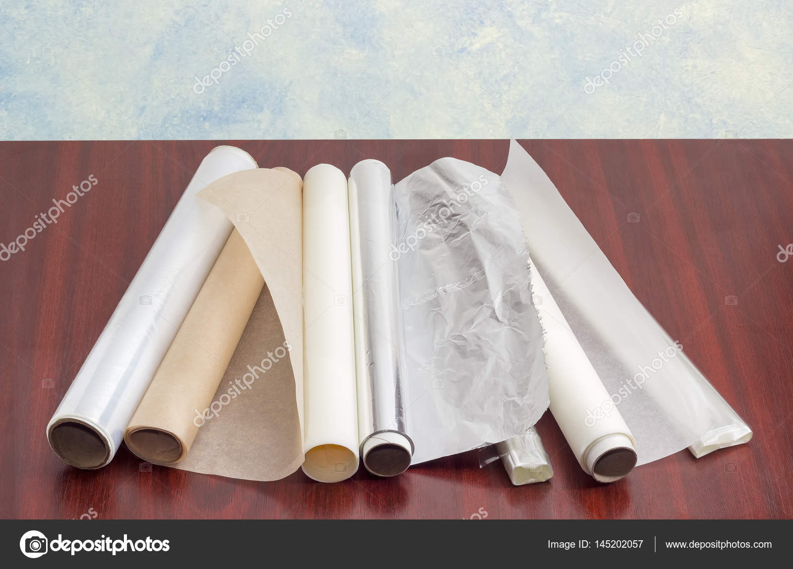 Packaging and cooking materials for household use Stock Photo by