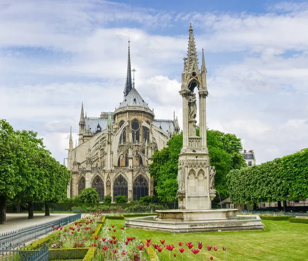 Wschodnia fasada katedry Notre-Dame de Paris — Zdjęcie stockowe