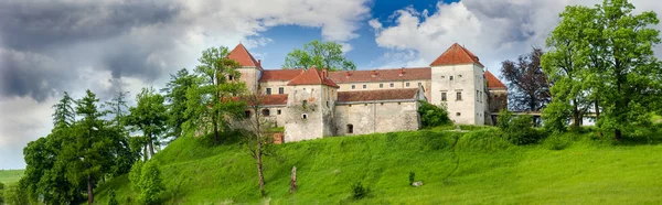 Panorama do Castelo de Svirzh na região de Lviv, Ucrânia — Fotografia de Stock