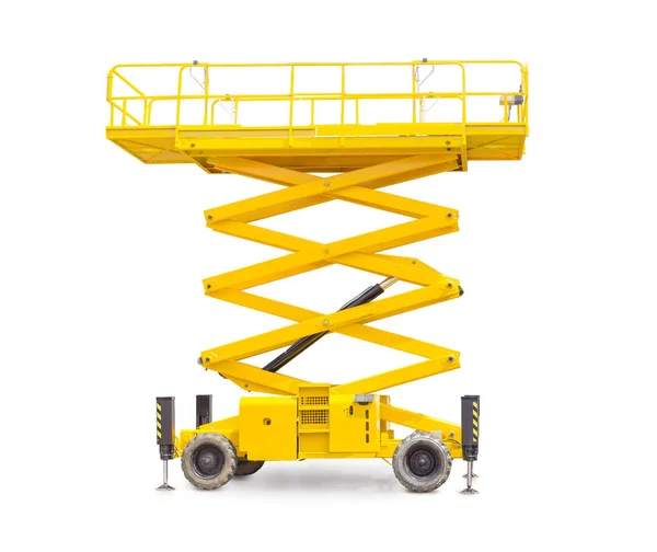 Scissor wheeled lift on a light background — Stock Photo, Image