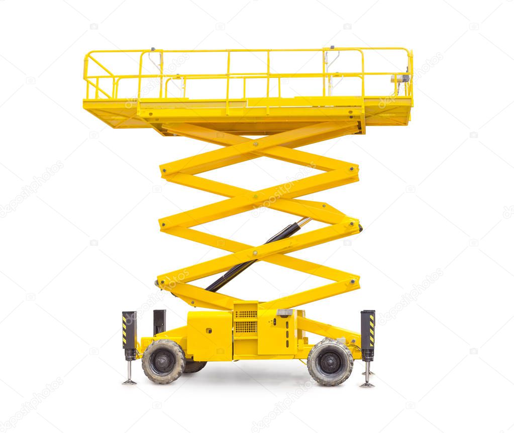 Scissor wheeled lift on a light background