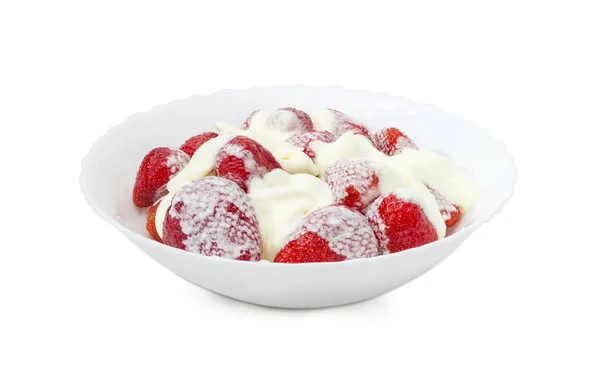 加奶油草莓甜点 — 图库照片
