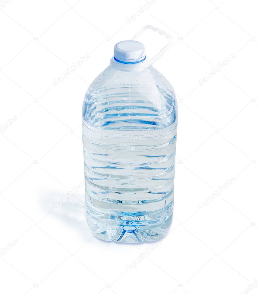 Large plastic transparent bottle of drinking water