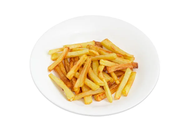 Patatine fritte sul piatto bianco — Foto Stock