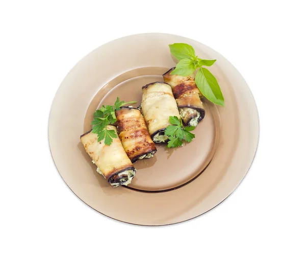 Баклажаны с тунцом и начинкой из сыра — стоковое фото
