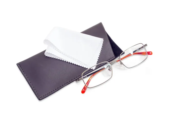 Gafas de vista clásicas modernas para hombre y estuche de gafas suave — Foto de Stock