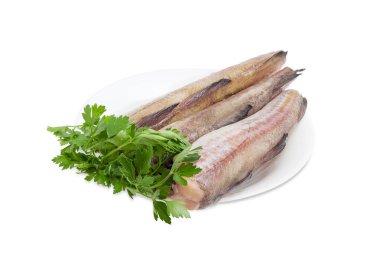 Alaska pollock ve maydanoz paket pişmemiş leşleri