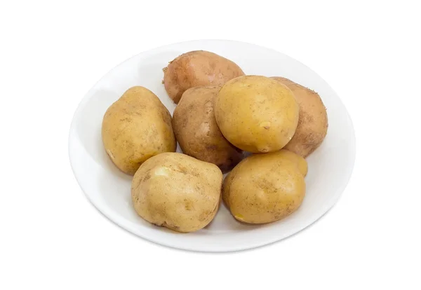Картопля відварюється в шкірі на білій тарілці — стокове фото