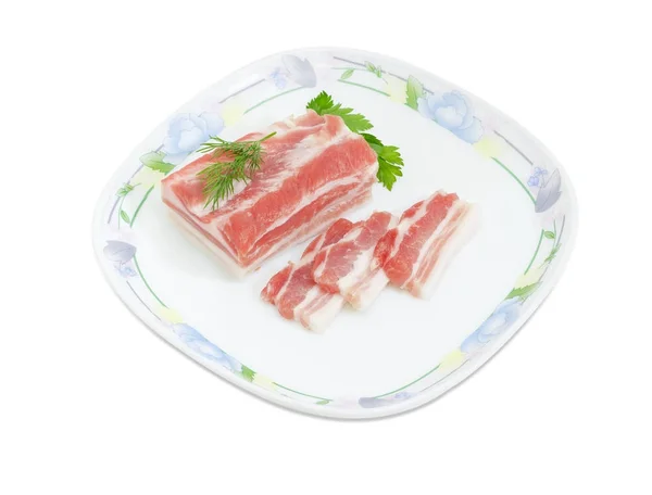 一部の皿調理豚バラ肉をスライス — ストック写真