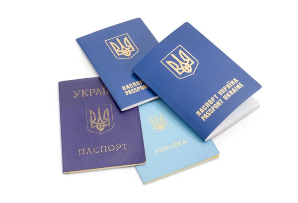 Pasaportes internos e internacionales ucranianos, documento de viaje — Foto de Stock