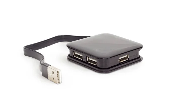 Cable corto externo Hub USB sobre fondo blanco —  Fotos de Stock