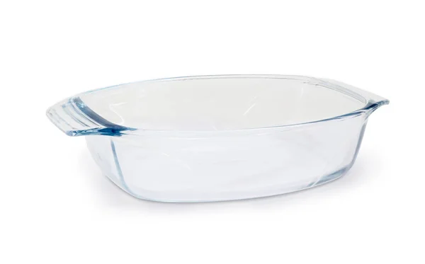 Beyaz bir arka plan üzerinde boş cam Tencere tava