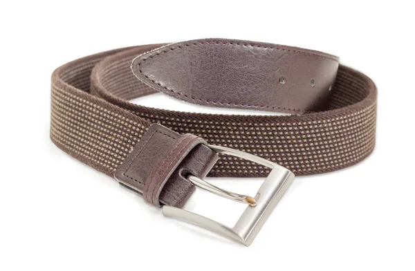 Brown stretch belt closeup on a white background — Stock Photo, Image