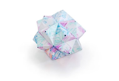 Dodecahedron - geometrik figür kağıt beyaz arka plan üzerinde