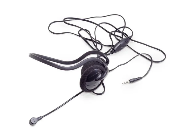 Black headset on a white background — Stock Photo, Image