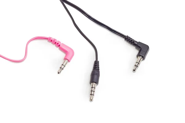 Tři různé zvukové konektory s kabelů — Stock fotografie