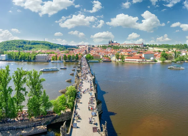 Charles Bridge, Lesser Town from Old Town Bridge Tower, Prague — Stock Photo, Image