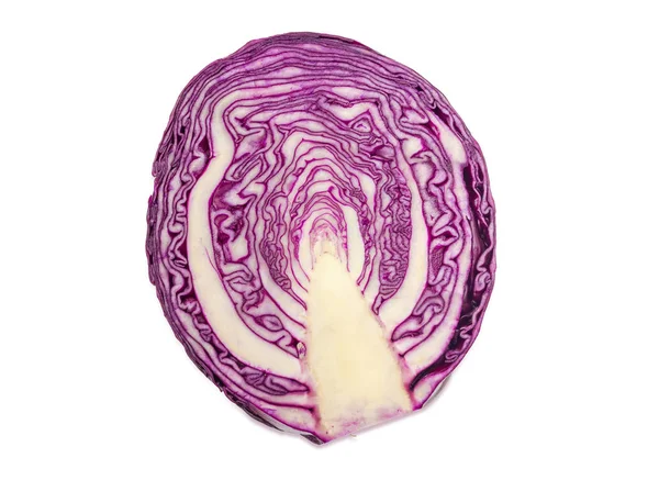 Longitudinal section of the red cabbage on a white background — Stock Photo, Image