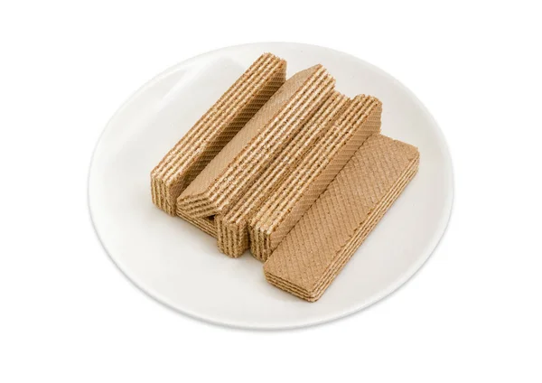 Biscoitos Wafer em um prato branco — Fotografia de Stock