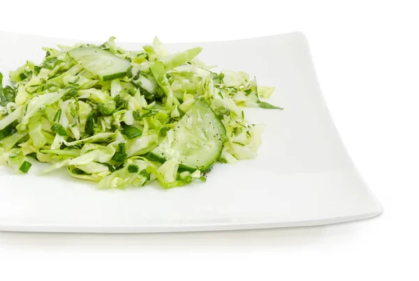 Fragmento de prato com salada vegetal verde close-up — Fotografia de Stock