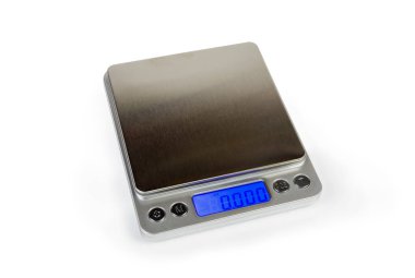 Empty professional digital table top scales on white background clipart