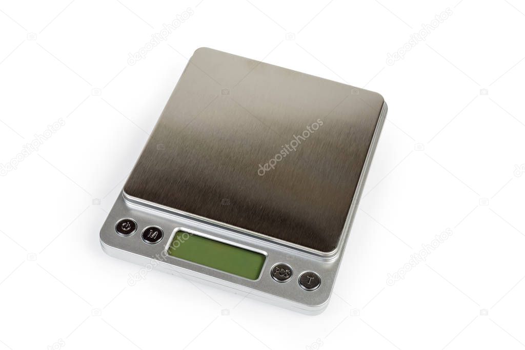 Professional digital table top scales on a white background