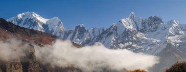Himalayalar, Nepal 'deki Annapurna Massif Dağı Panoraması