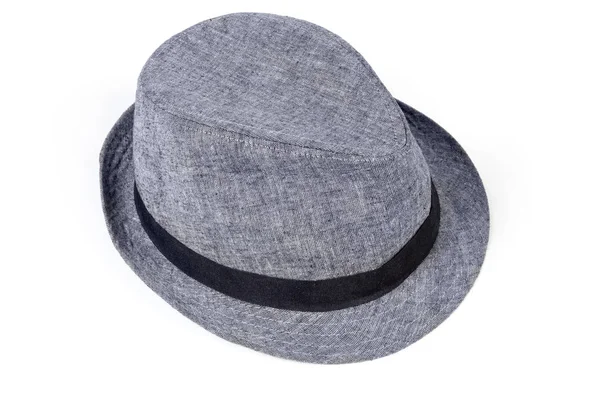 Chapéu de algodão masculino em estilo fedora sobre fundo branco — Fotografia de Stock