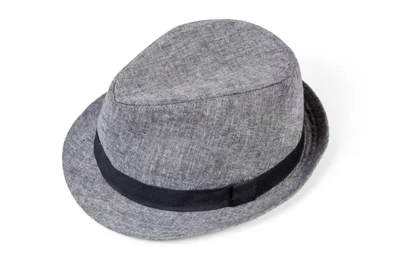 Leichter Fedora-Hut für Männer aus Baumwolle auf weißem Hintergrund — Stockfoto