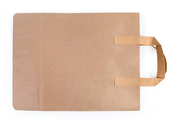 Folded Paper Shopping Bag Paper Handles Made Light Brown Unbleached — Stock Photo, Image