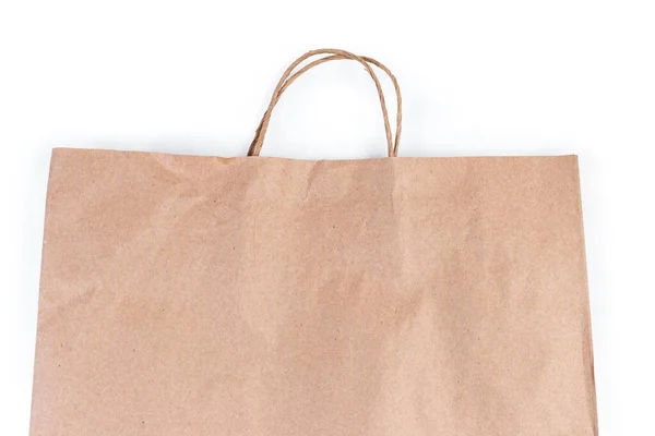Paper Shopping Bag Made Light Brown Unbleached Paper Upper Part — Stock Photo, Image