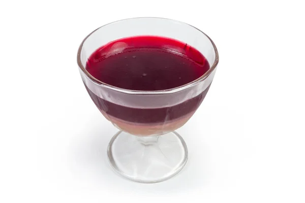 Rote Kirsche Gelatine Dessert Glas Eisbecher Auf Weißem Hintergrund — Stockfoto