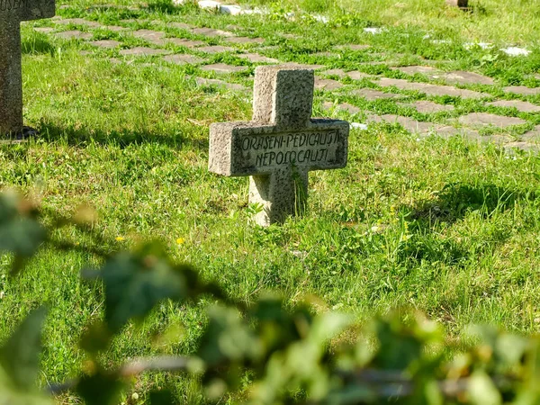 Croce Pietra Tomba Uno Quelli Uccisi Nella Prima Guerra Mondiale — Foto Stock