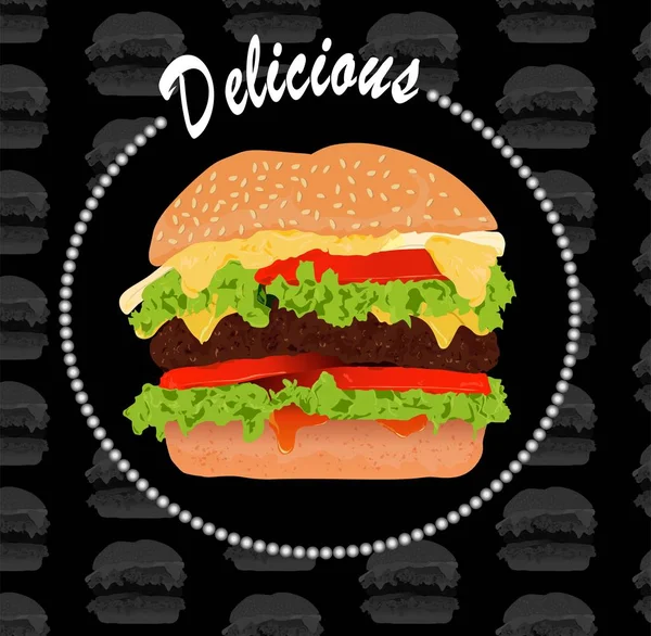 Lezzetli Burger siyah arka plan