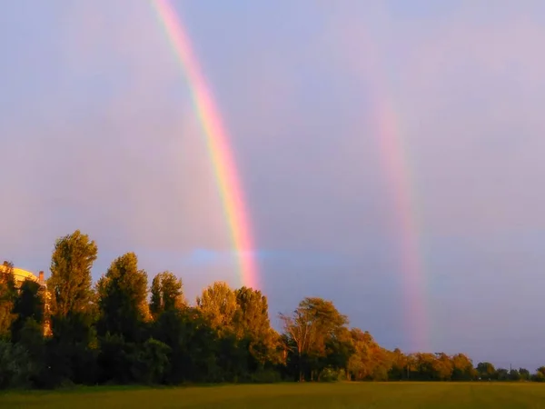 stock image Two rainbows after rain