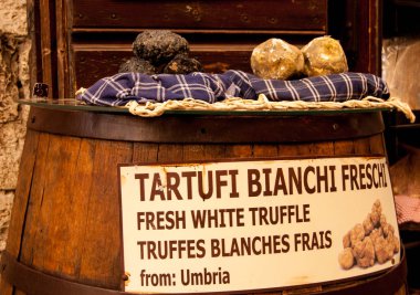 Written of fresh truffles white and black clipart