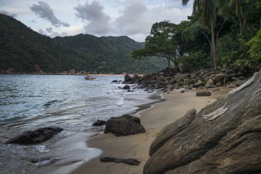Doğal görünümü kayalık Beach, Yelapa, Jalisco, Meksika