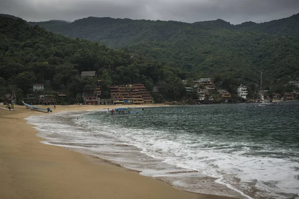 Schilderachtig Uitzicht Strand Met Kustplaats Yelapa Jalisco Mexico — Stockfoto