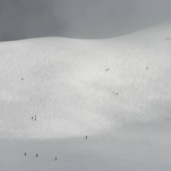 Turisti Snowboard Montagna Innevata Whistler British Columbia Canada — Foto Stock
