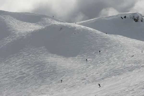Esquiadores Montaña Nevada Whistler Columbia Británica Canadá — Foto de Stock