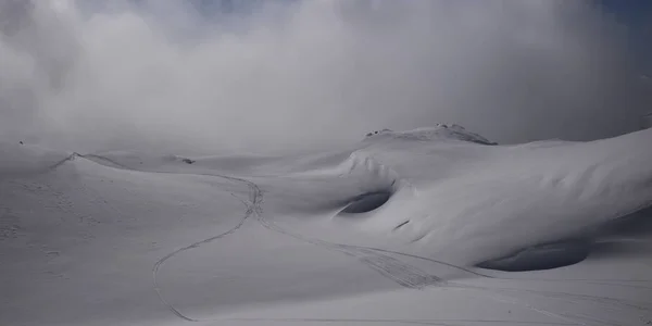 Ski Tracks Sneeuw Bedekt Berg Whistler British Columbia Canada — Stockfoto
