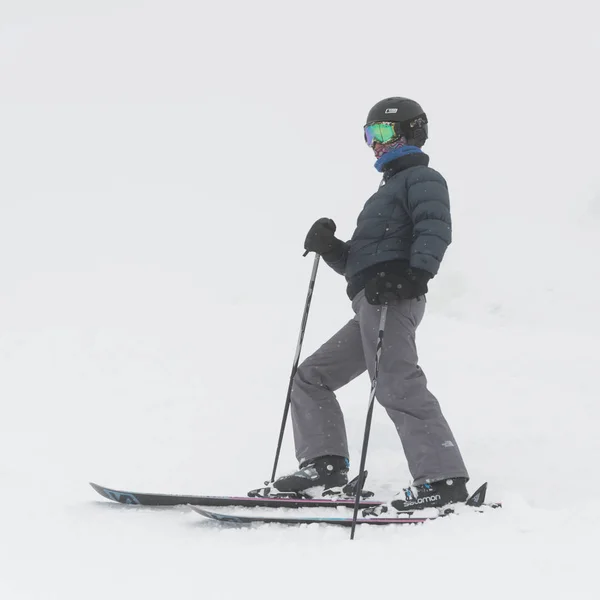 Ski Touristique Sur Montagne Enneigée Whistler Colombie Britannique Canada — Photo