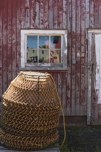 Crab Pots Stacked Fishing Shed Victoria Prince Edward Island Canada — Stock Photo, Image