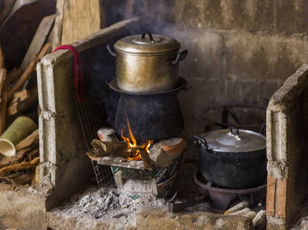 Wood Burning Stove Traditional Kitchen Chiang Rai Thailand — Stock Photo, Image