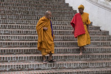 Rahipler Laos Luang Prabang, merdivenlerden taşıma